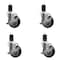 Service Caster 4'' Black Poly Swivel 1-5/8'' Expanding Stem Caster Set with Brake, 4PK SCC-EX20S414-PPUB-BLK-TLB-158-4 - alternate 1